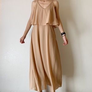 Nude Chiffon Maxi Dress